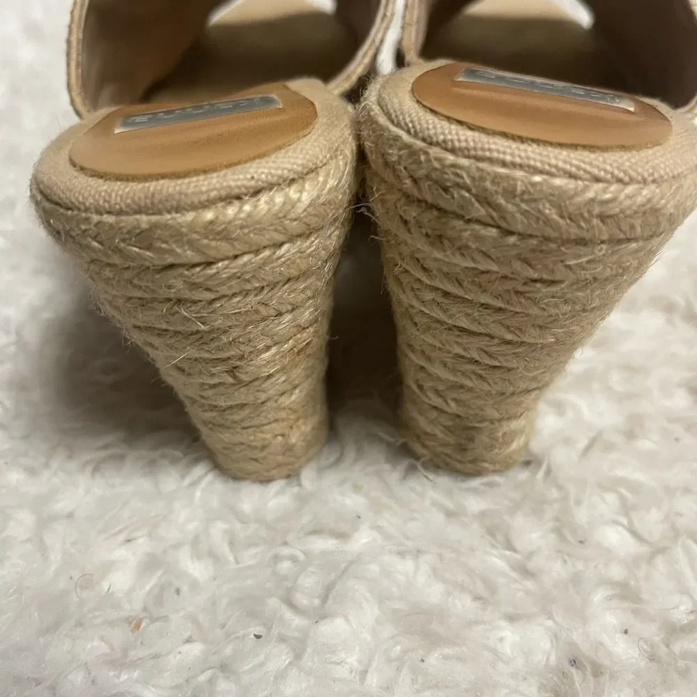 Kanna made in Spain leather suede Beige Platform Wedge Espadrille SandalsSZ10.5
